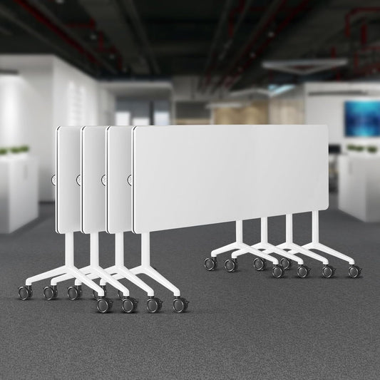 Folding Conference Room Tables 6 Pack, Foldable Modern Mobile Meeting Table Desk Training Table 6FT Large Rolling OfficeTable for Conference Training Classroom (4, 63" * 23.6" * 29.5")