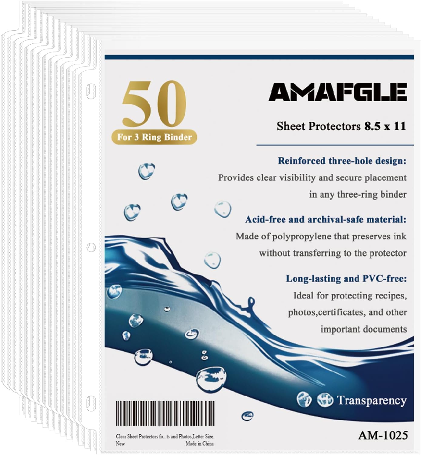 Clear Sheet Protectors for 3 Ring Binder, Plastic Sleeves for Paper 8.5x11, Heavy Duty Page Protectors for 3 Ring Binder, Top Loading Paper Protector for Documents and Photos,Letter Size.