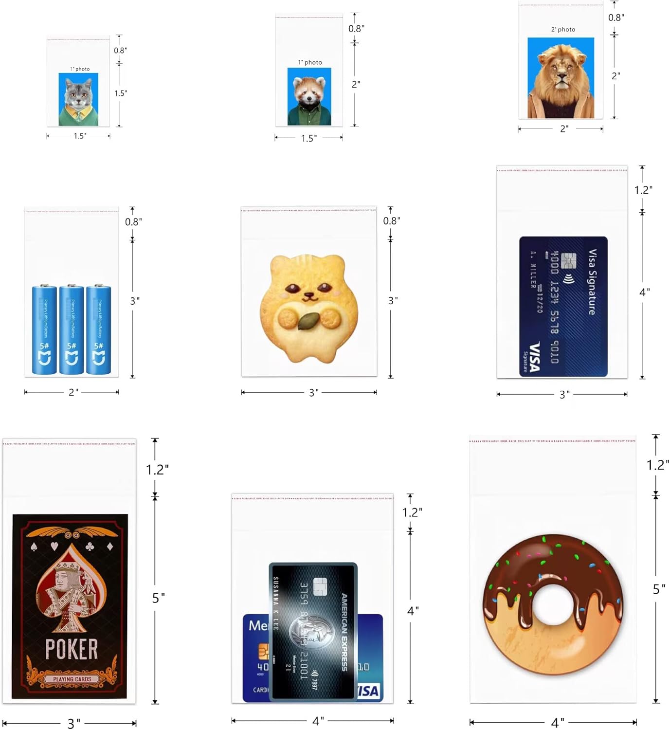 1.5" x 2" 500pcs Self Sealing Bags Cellophane Bags Self Adhesive Small Clear Cello Bag Earring Plastic Bag 1Mil for Jewelry Candy Bakery Beads Coins Gifts Decorative (9 Sizes to Choose from)