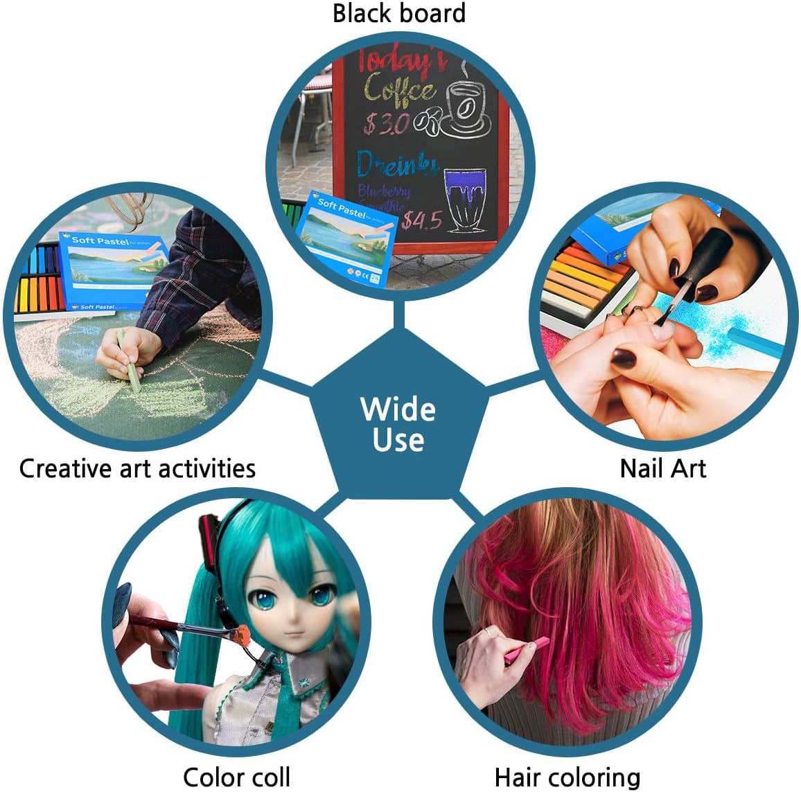 HA SHI Soft Chalk Pastels, 24 Assorted Colors Non Toxic Art Supplies, Square Charcoal, Drawing Media for Artist Stick Pastel for Professional, Kids, Beauty Nail Art, Pan Chalk Pastels