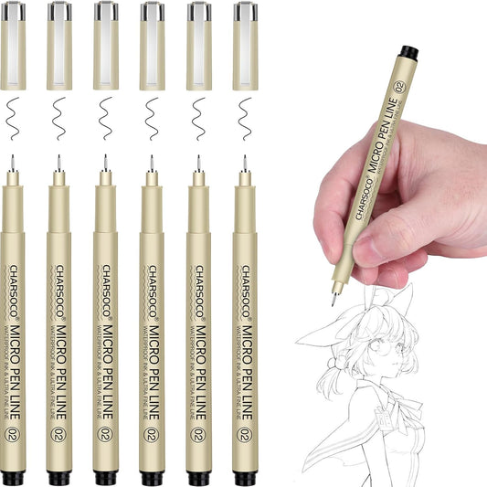 02 Micro Pen, Black Fine Point Pen with Waterproof Archival Ink, 0.28mm Fineliner Ink Pens for Artist Illustration, Sketching, Anime, Manga, Technical Drawing and Scrapbooking