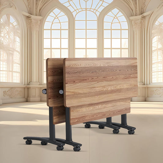 Conference Room Table with Flip-Top Design for Dynamic Meetings, Business Table Computer Desk with Heavy-Duty Frame,Foldable Seminar Meeting Tables for Home Office (2, C, 55.1IN)