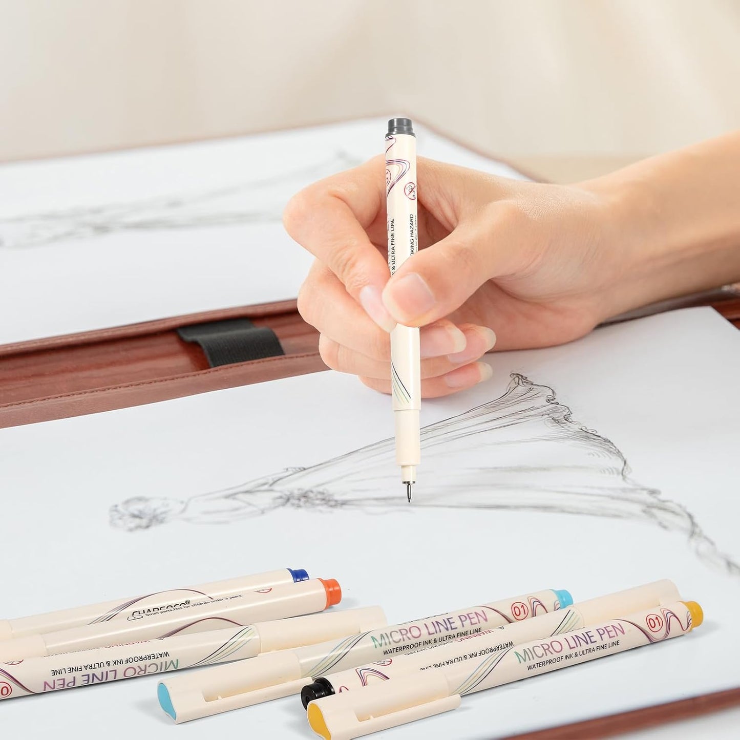 01 Micro Fine Point Pen Set - 12 Waterproof Archival Ink Colors, 0.25mm Fineliner Pens for Art Illustrations, Sketching, Anime, Manga, Technical Drawings & Scrapbooking