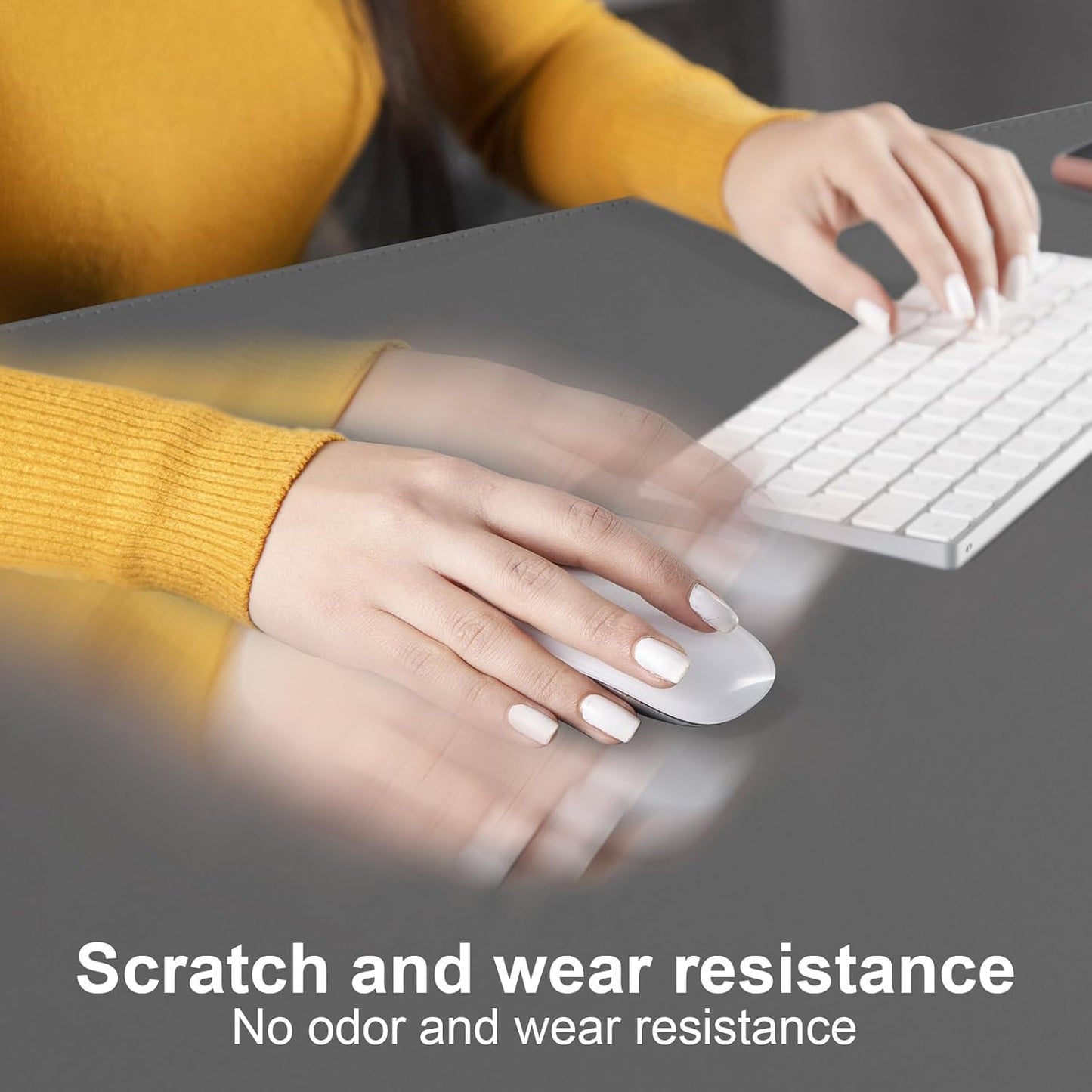 DAWNTREES Desk Mat Protector,PU Leather Laptop Pad,Non Slip, 23.6" x 13.8" Large Mouse Pad and Keyboard Mat, Waterproof Writing Pad for Office and Home (Dark Gray)