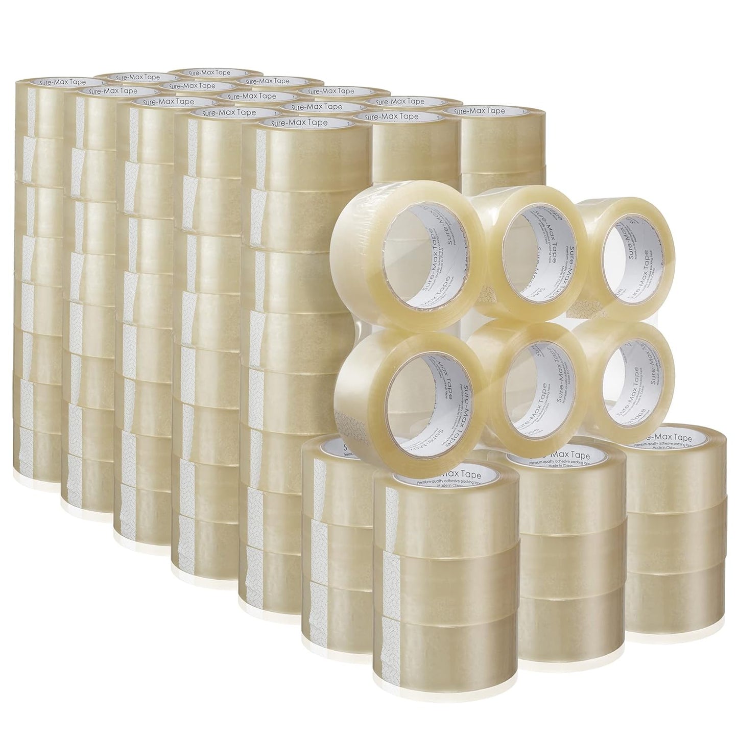 Sure-Max Premium Carton Packing Tape 1.8 mil 330 Feet (110 Yards) - Clear - 4 Cases (144 Rolls Total)