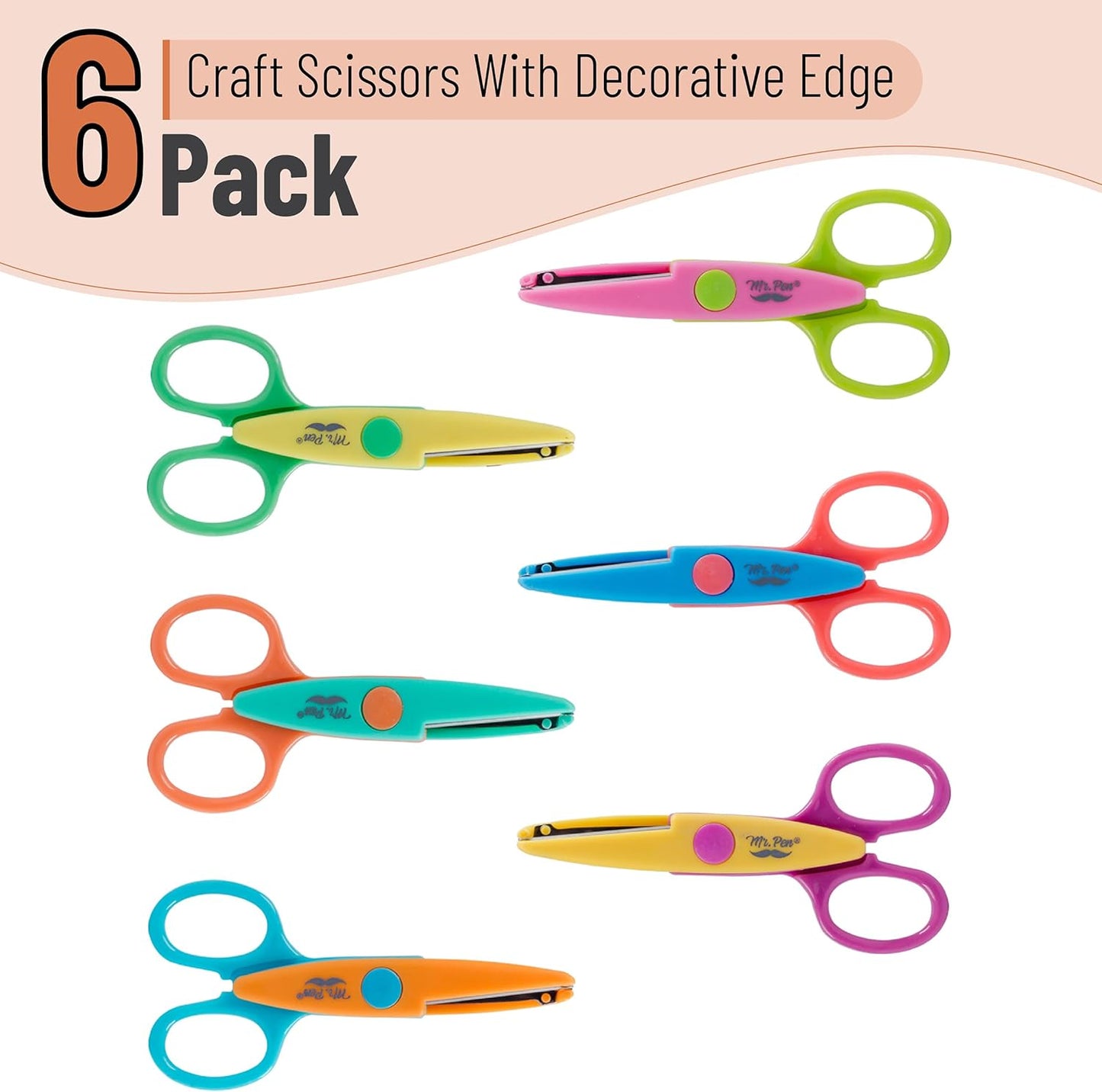 Mr. Pen- Craft Scissors Decorative Edge, 6 Pack, Zig Zag Scissors for Crafting