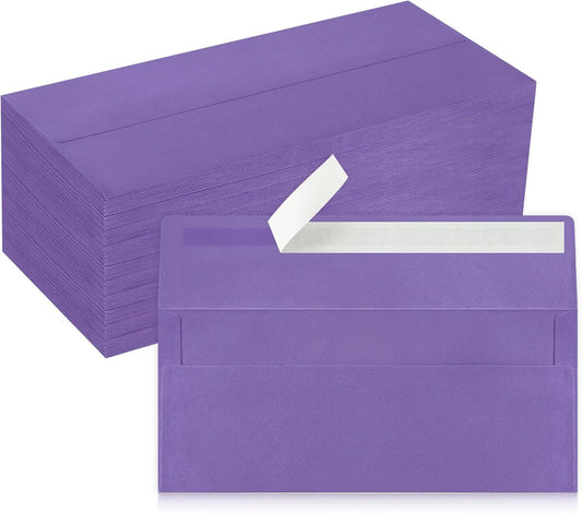 200 Pack #10 Business Envelopes, Dark Purple Standard Envelopes Self Seal, Letter Size Mailing Envelopes for Checks Letters Invoices Christmas Birthday Graduation Wedding, 4 1/8 x 9 1/2 Inch