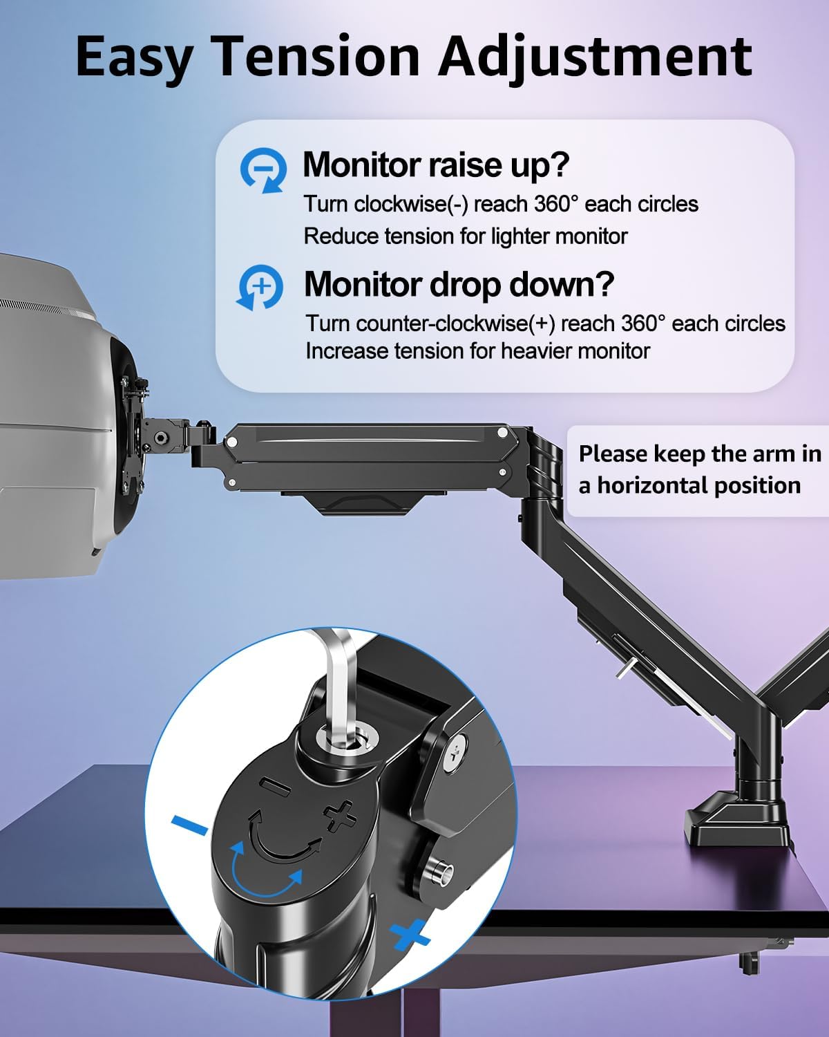 MOUNTUP Dual Monitor Stand for Max 43 inch Screens, Ultrawide Monitor Arm Height Adjustable, Heavy Duty Dual Monitor Mount, Full Motion Premium Gas Spring Arm, Holds 2.2 to 33 lbs, VESA Desk Mount