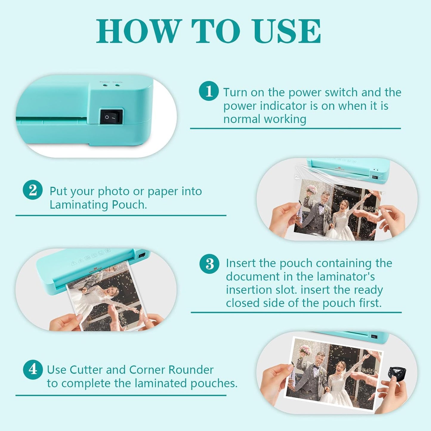 MECOLOUR Thermal Laminator Machine, A4 Laminating Machine Fast 3-Min Warm-Up, Ideal for Teachers, Small Offices, Business or Home, 110V