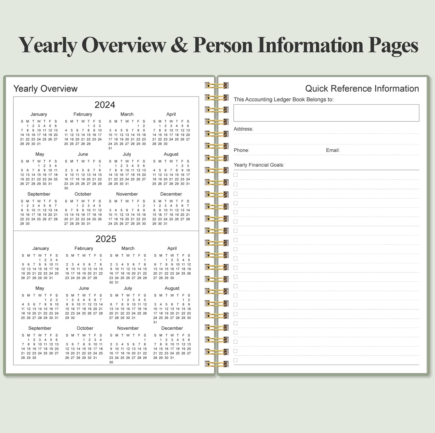 Accounting Ledger Book - A5 Ledger Book for Bookkeeping, Small Businesses & Personal Use, Expense Tracker Notebook for Tracking Money, Expenses, Deposits & Balance, 5.8" x 8.4", Green