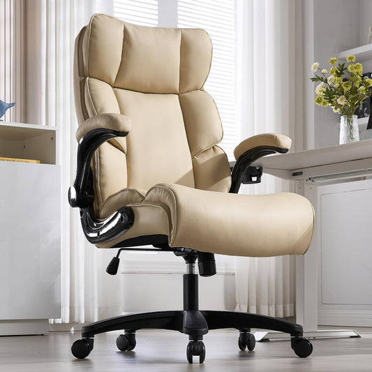 Big and Tall Office Chair 500lbs Wide Seat Executive Office Desk Chair High-Back Office Task Chair, Ergonomic Lumbar Support Computer Office Chairs for Heavy People