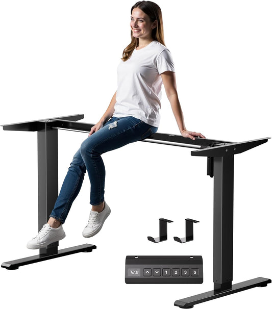 Electric Standing Desk Frame, Height Adjustable Table Legs with 3 Memory Controller,Up to 47.2",Ergonomic Stand Up Desk Base Workstation for Home Office, Black Frame Only