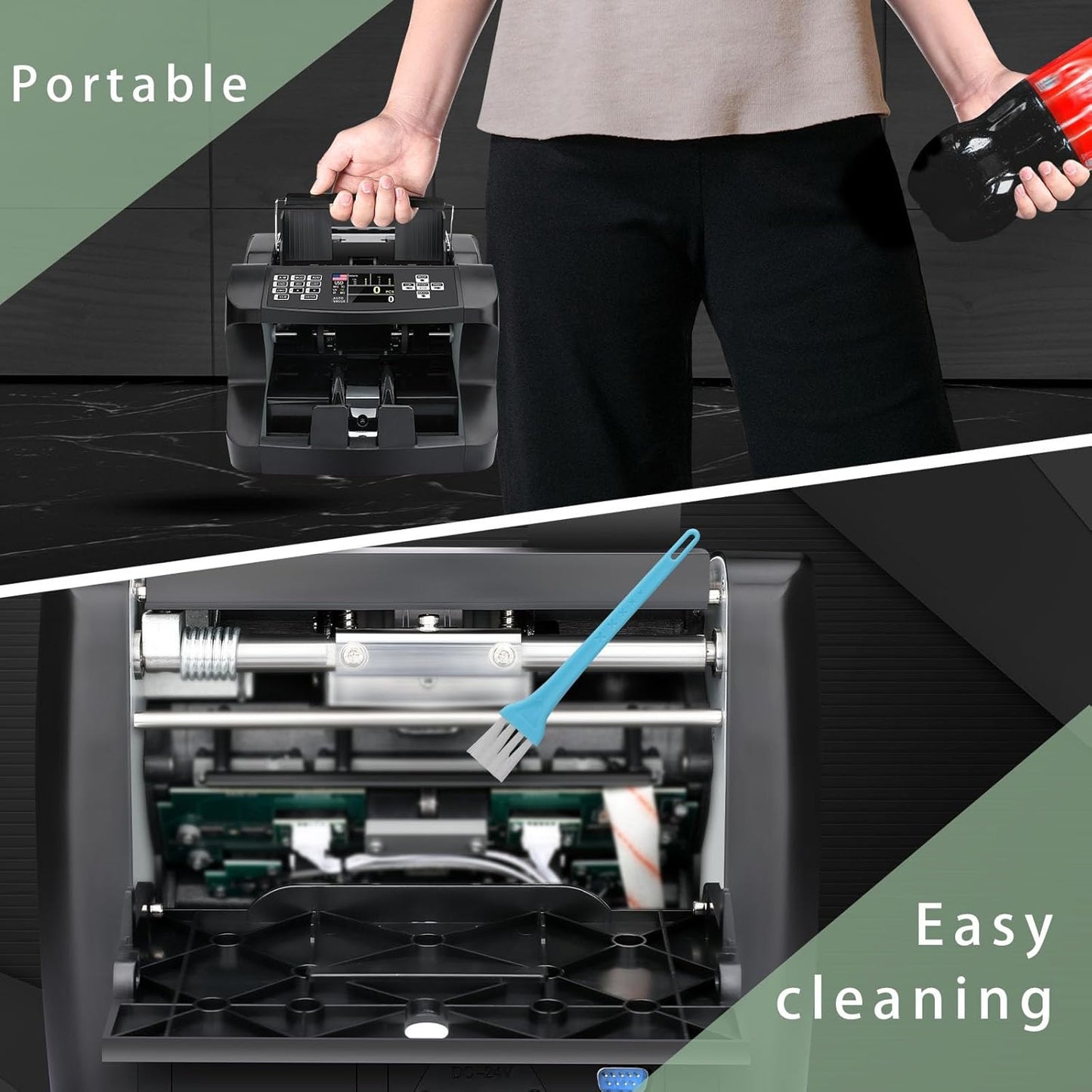 N10 Money Counter Machine Mixed Denomination, Bill Value Counting for US Dollar with UV/MG/IR Counterfeit Detection, Small Business Commercial use