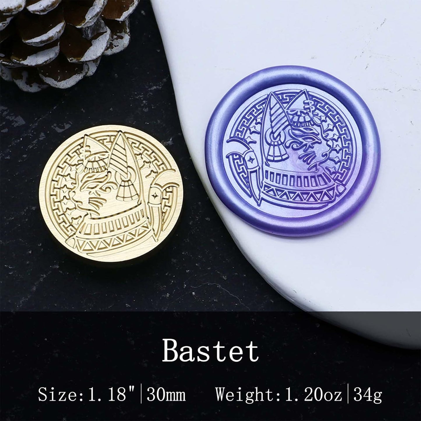 Bastet Wax Seal Stamp - Ancient Egyptian War Goddess Cat Sealing Wax Stamp, Removable Retro Stamp with Handle for Wedding Party Invitation Gift Wrapping Envelopes