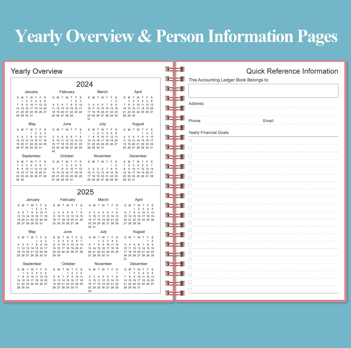 Accounting Ledger Book - A5 Ledger Book for Bookkeeping, Small Businesses & Personal Use, Expense Tracker Notebook for Tracking Money, Expenses, Deposits & Balance, 5.8" x 8.4", Pink