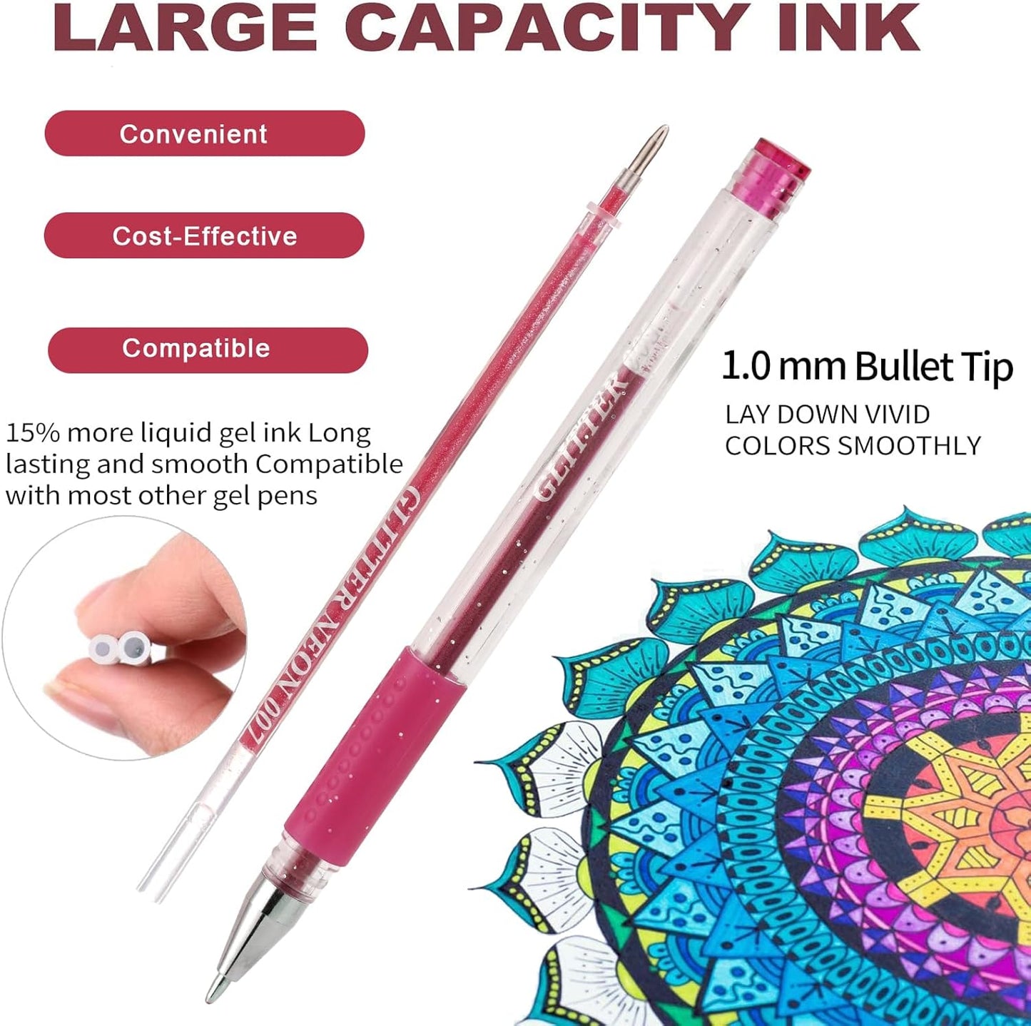 320 Pack Gel Pens Set,160 Colored Gel pen with 160 Refills 100% More Ink, Include Glitter Metallic Pastel Neon Morandi Gel pens for Adults Coloring Books Drawing Crafts Bullet Journaling