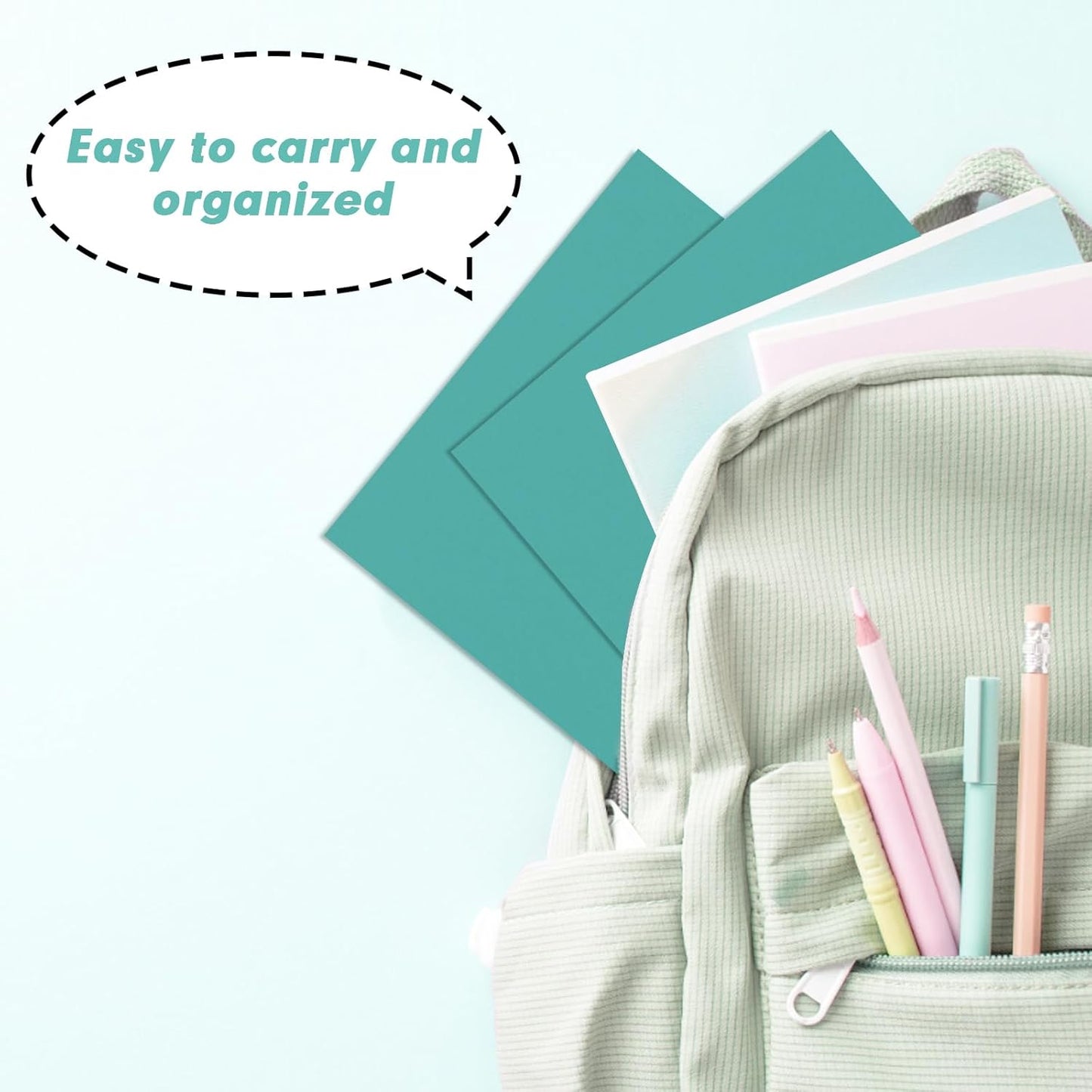 Two Pocket Folders, RAZCC 50 Pack 2 Pocket Folders Fit Letter Size Paper, Paper Folders with Pockets for School Office Business Home, Turquoise