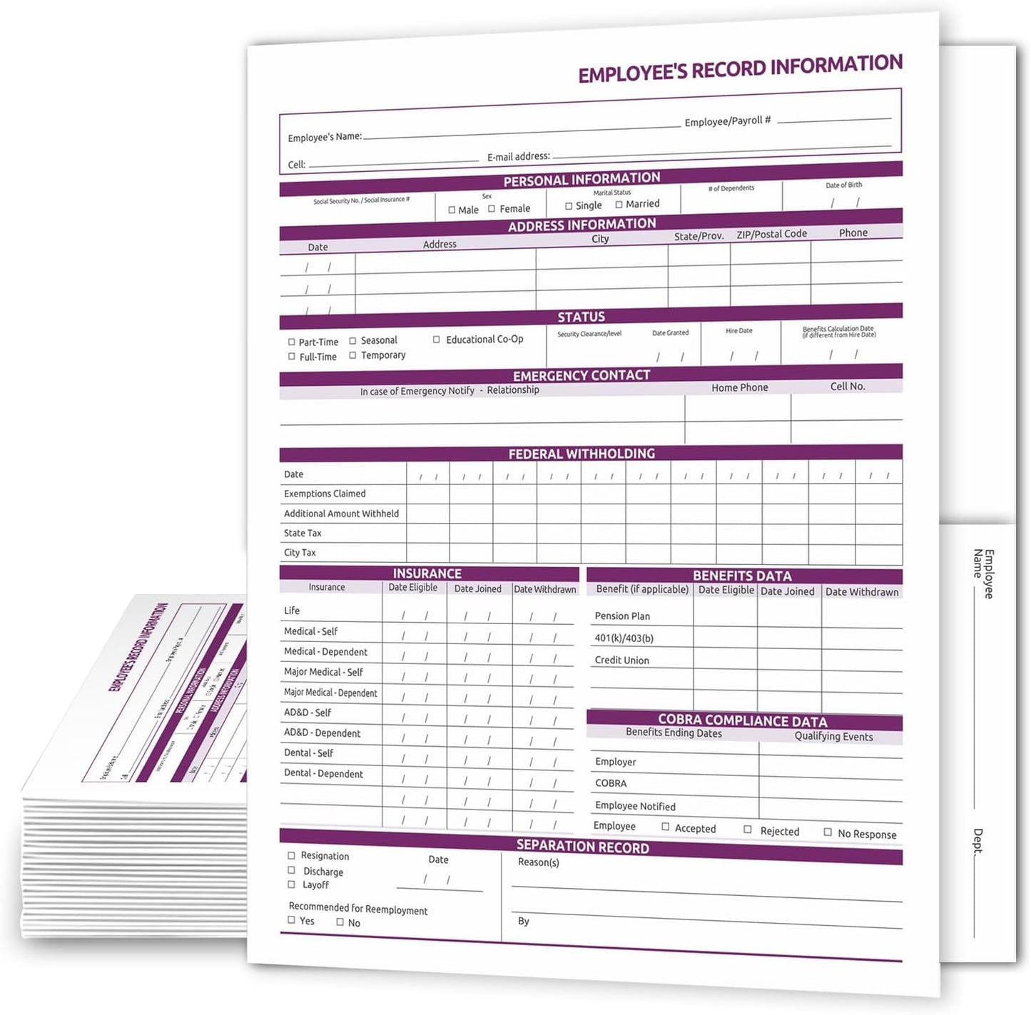 NextDayLabels Employee Personnel File Folders - 25-Pack Preprinted HR Folders with Secure Internal Pockets - Heavyweight White Cardstock for Discreet Employee Records - Made in USA