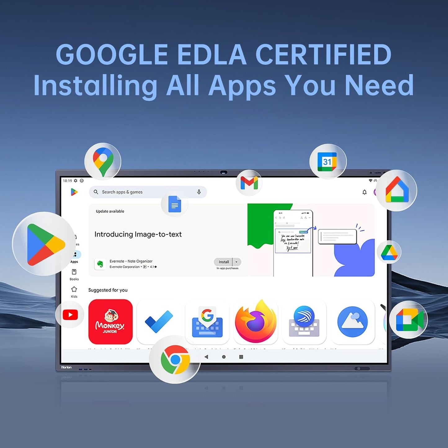 Horion Smart Board, 65" 4k Digital Whiteboard with 48MP Camera, Google EDLA-Certified Android 13 All in One 50-Point Multi-Touch Smart White Board for Office and Classroom (Board & Wall Mount Only)