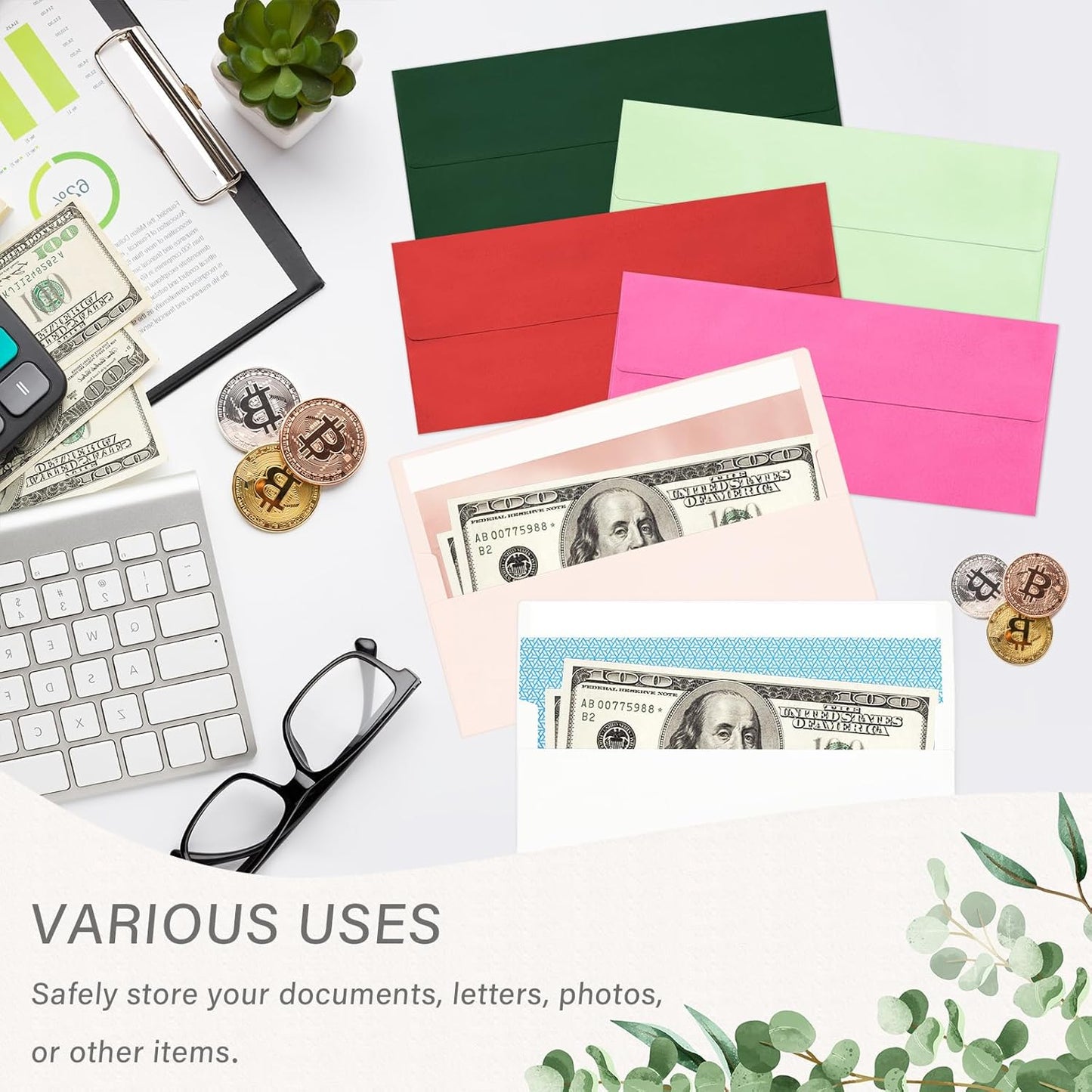 100 Pack #10 Business Envelopes, Self Seal Standard Blush Pink Envelopes with Rose Gold Foil Lining for Secure Business & Legal Mailing, Office, Checks, Letter, Invoices, 4 1/8 x 9 1/2 Inches