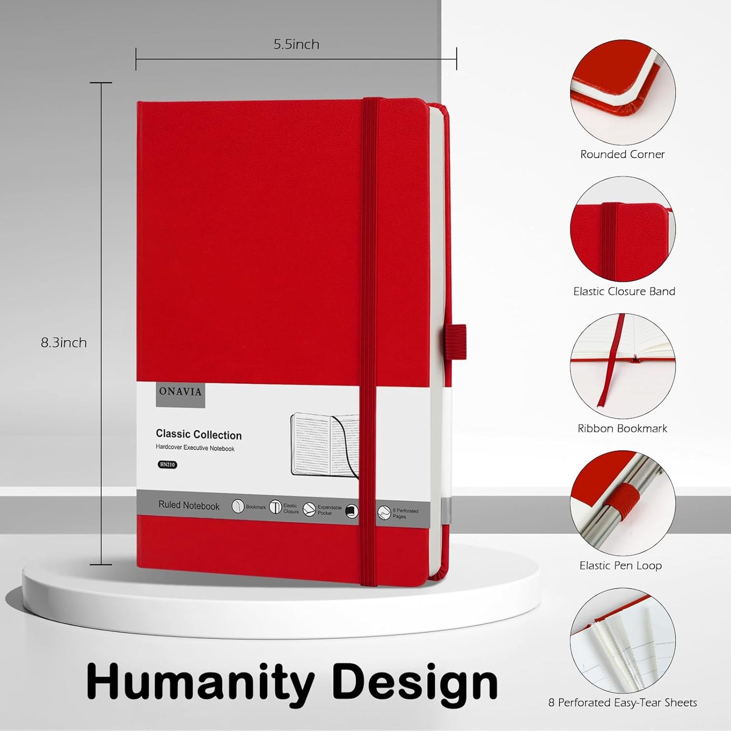 Lined Journal Notebooks for Work, Travel, College, A5 Size 100 GSM Thick Paper, Classic Ruled Journaling Notebook, Hardcover Notepad for Writing 160 Pages, 5.5 x 8.3 inch, Royal Blue