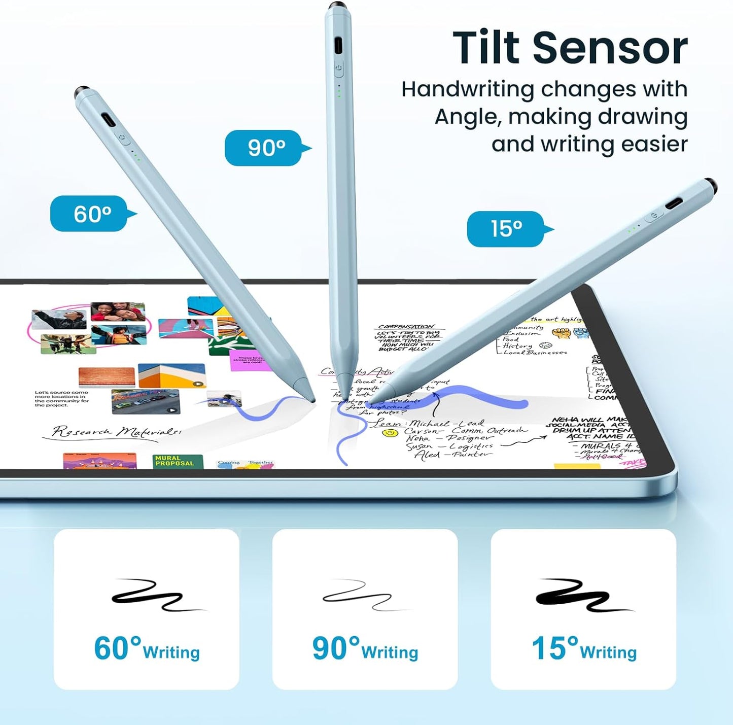 Stylus Pen for iPad(2025-2018),13 mins Fast Charge Pencil with Tilt Sensitivity and Palm Rejection for iPad A16/10/9/8/7/6,Air 13"/11"/M3/M2/5/4/3,Pro 11"/13"/12.9"/M4/M2/M1,Mini 7/6/5,Blue