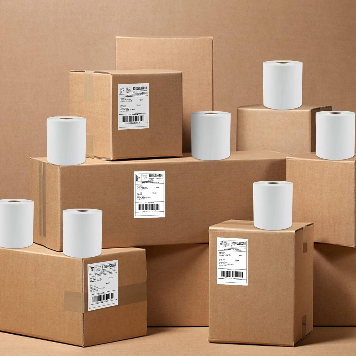 MFLABEL 12 Rolls 4x6 Direct Thermal Blank Shipping Labels for Thermal Printer Shipping Labels with Perforated