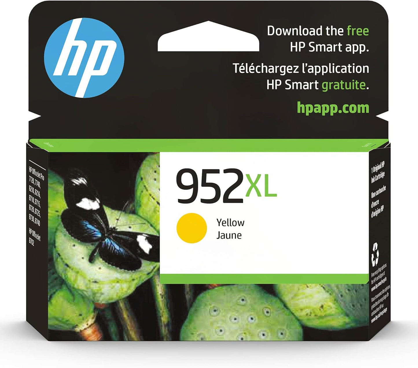 HP 952XL Yellow High-yield Ink Cartridge | Works with HP OfficeJet 8702, HP OfficeJet Pro 7720, 7740, 8210, 8710, 8720, 8730, 8740 Series | Eligible for Instant Ink | L0S67AN