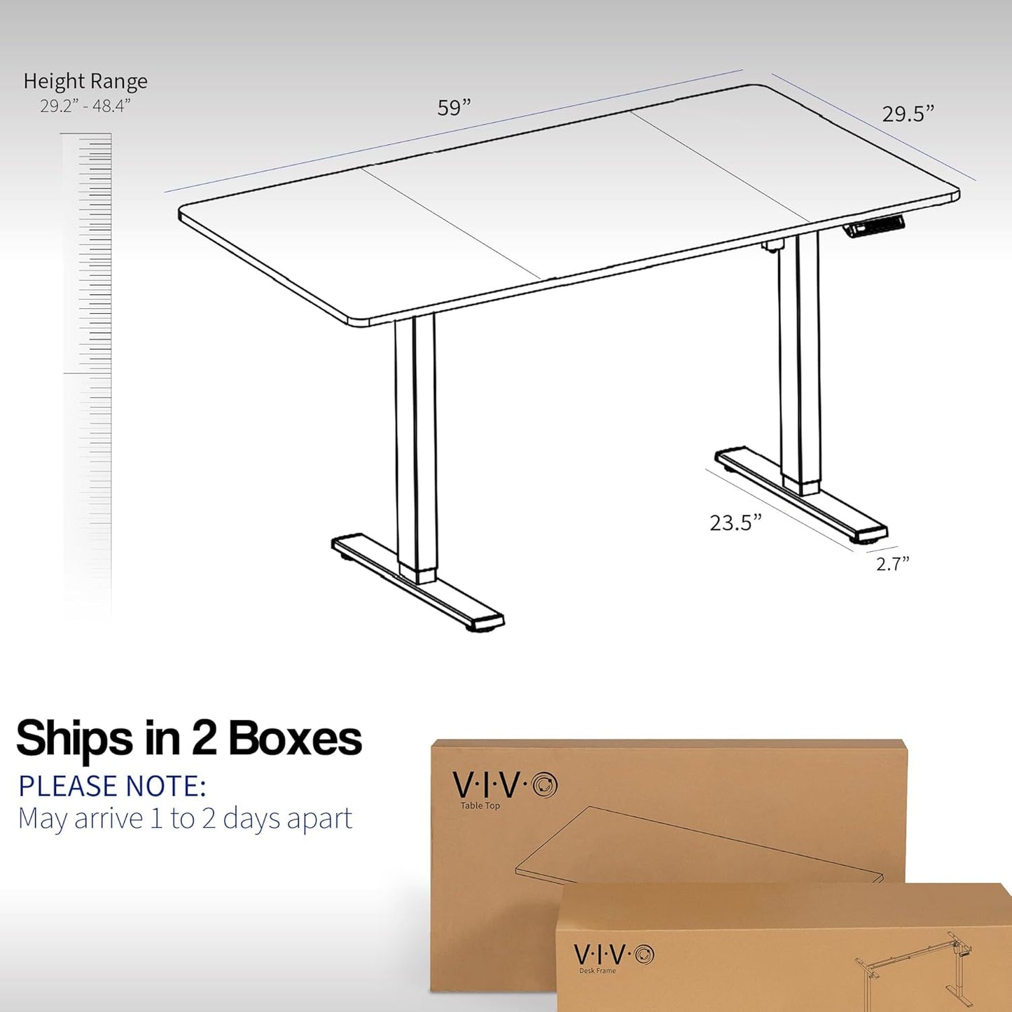 VIVO Electric 60 x 30 in Standing Desk, Memory Height Adjustment, 1B Series, Dark Walnut Top Gray Frame, DESK-KIT-1G6D-30