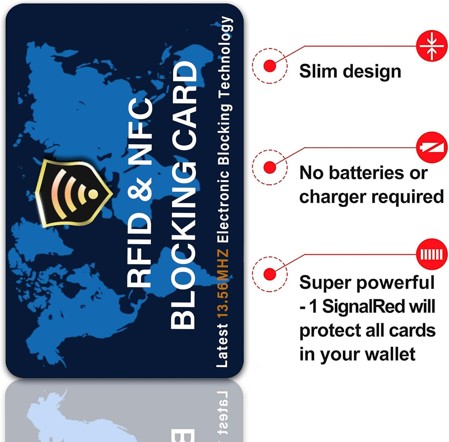 SaiTech IT 5 Pack RFID Blocking Card NFC Contactless Debit/Credit Card ATM Passport Protector ideal for Men & women slim with World map design perfectly fit in wallet - Blue