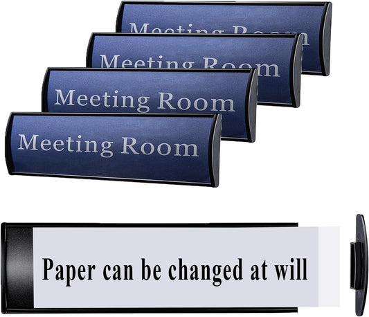 Set of 5 - Nameplate Holder for Wall Mount, 2.36'' x 8'' Curved Office Business Door Sign Holder-Black