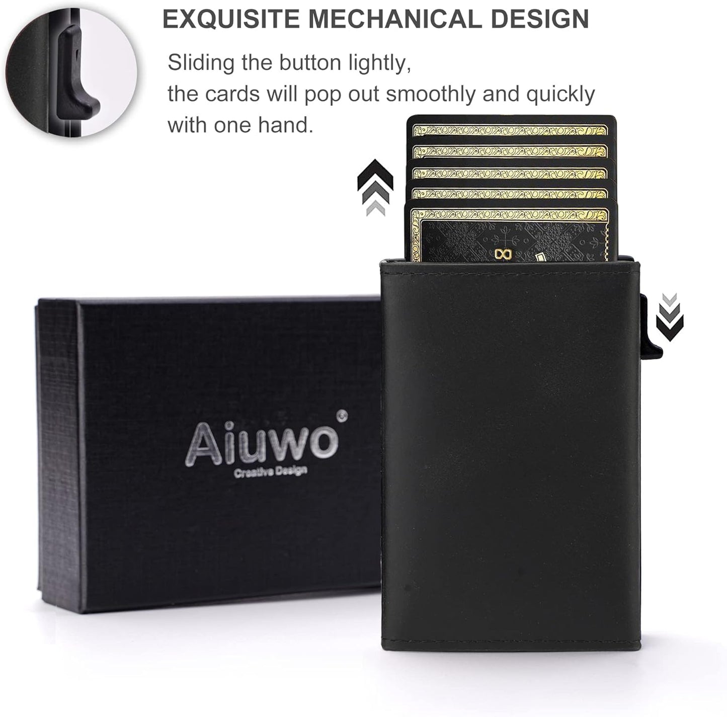 Aiuwo Airtag Wallet for Men,Mens Wallet Card Holder,Smart,Slim,Minimalist Wallet,Credit Cards Holder RFID Blocking Wallet (Airtag Wallet, Crazy Horse Black)