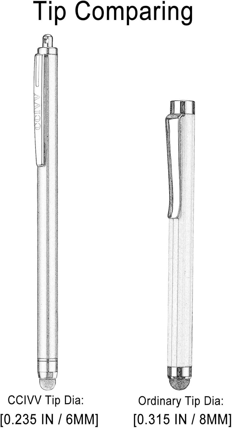 3 Pcs Stylus Pens for Touch Screens [0.24 inch Tip Series], 12 Extra Replaceable Rubber Tips (Black/Silver/Dark Blue)