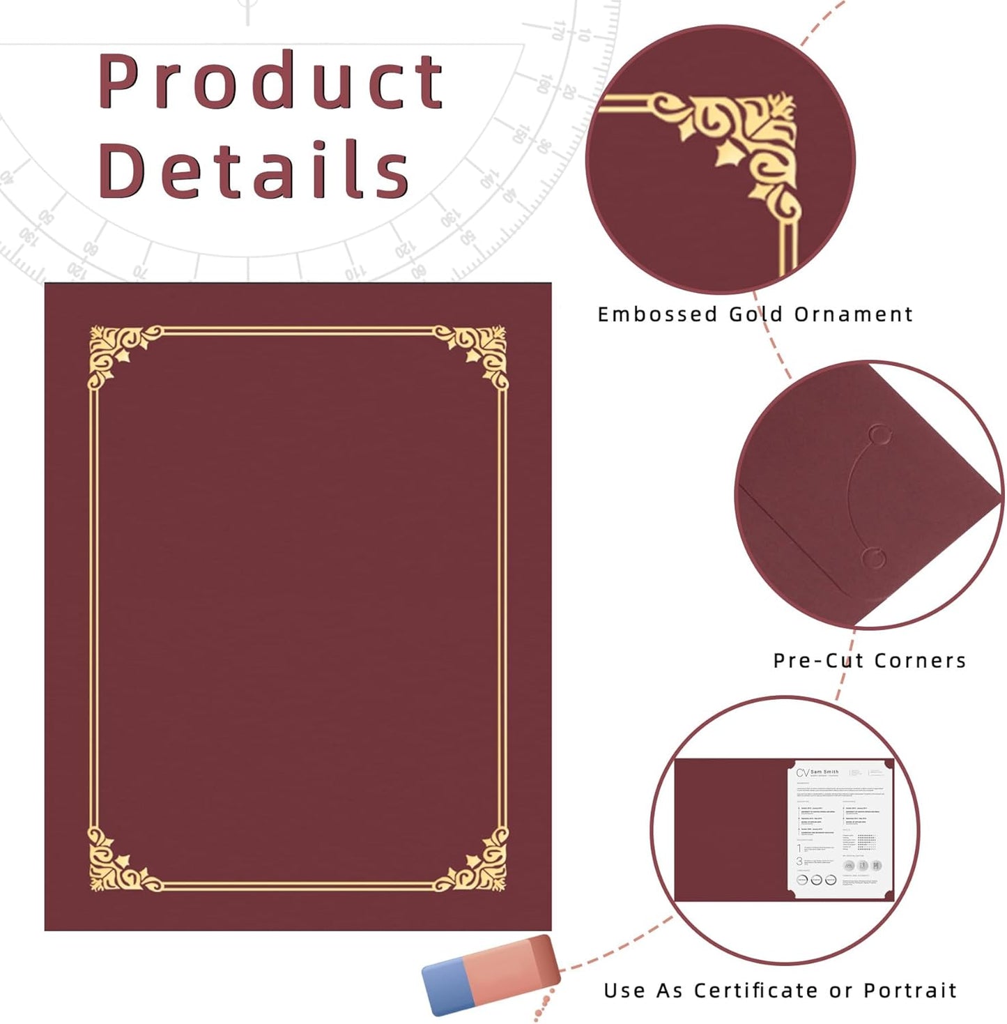 HAUTOCO 30 Packs Certificate Holders, Burgundy Diploma Holders, Document Award Covers Certificate Folders with Gold Foil Border for 8.5x11 Letter Size