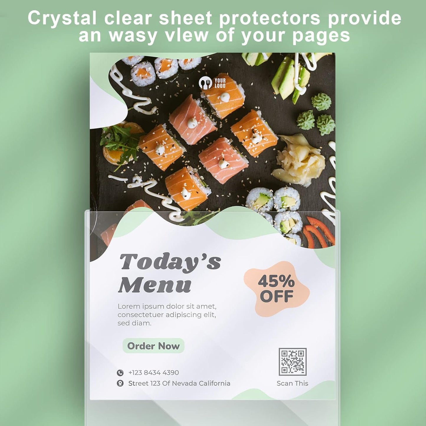 Henoyso 5 Pcs 11x14 Inch PVC Rigid Print Protectors, Heavy Duty Hard Plastic Poster Sleeves for Prints, Magazines, Photos & Paper, Ideal Rigid Menu Covers Paper Page Protectors