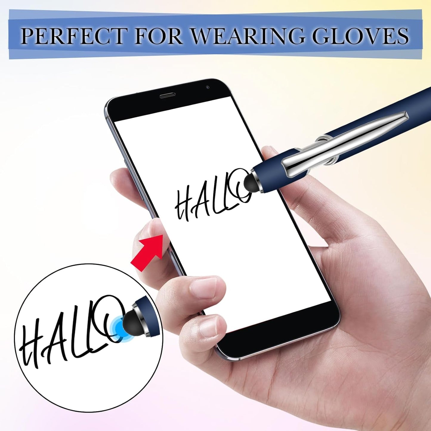 Zonon 38 Pieces Rubberized Ballpoint Pen with Stylus Tip Stylish Metal Pen Capacitive Styli with Soft Rubberized Grip, Black Ink for Most Devices (Blue Series)