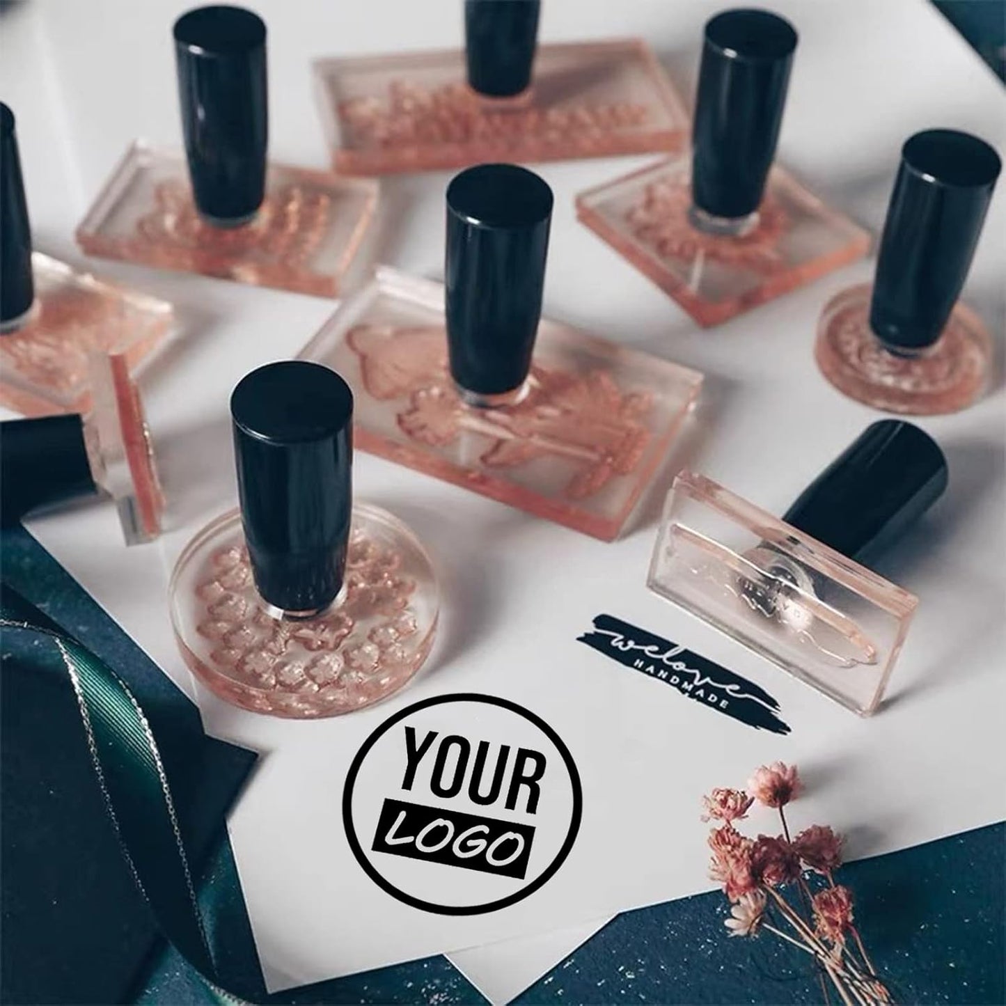 Custom Stamp with Logo Text - Personalized Rubber Stamp with Handle - Address Stamps for Business or Crafting - Round 1"