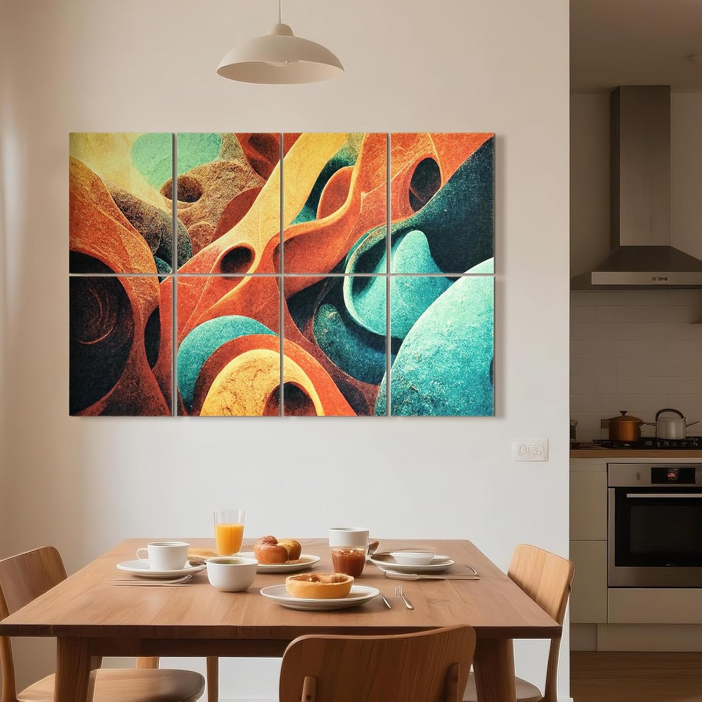 UMIACOUSTICS 8 Pcs 0.7Inch Thick Art Acoustic Panels, Total 47.2” x 31.5” Decorative Sound Absorbing Art Panels, Acoustical Wall Panels for Home, Office, Hotel, Sage-brocade