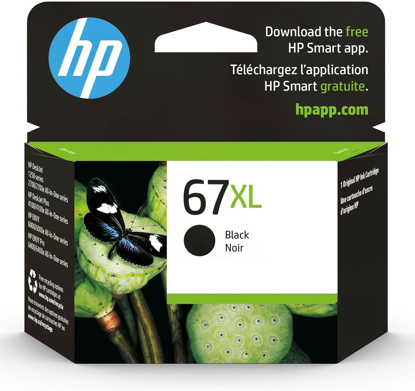 HP 67XL Black High-yield Ink Cartridge for HP Printers | Works with Printer Series: DeskJet 1255, 2700, 4100, ENVY 6000, 6400 Series | Eligible for Instant Ink | 3YM57AN