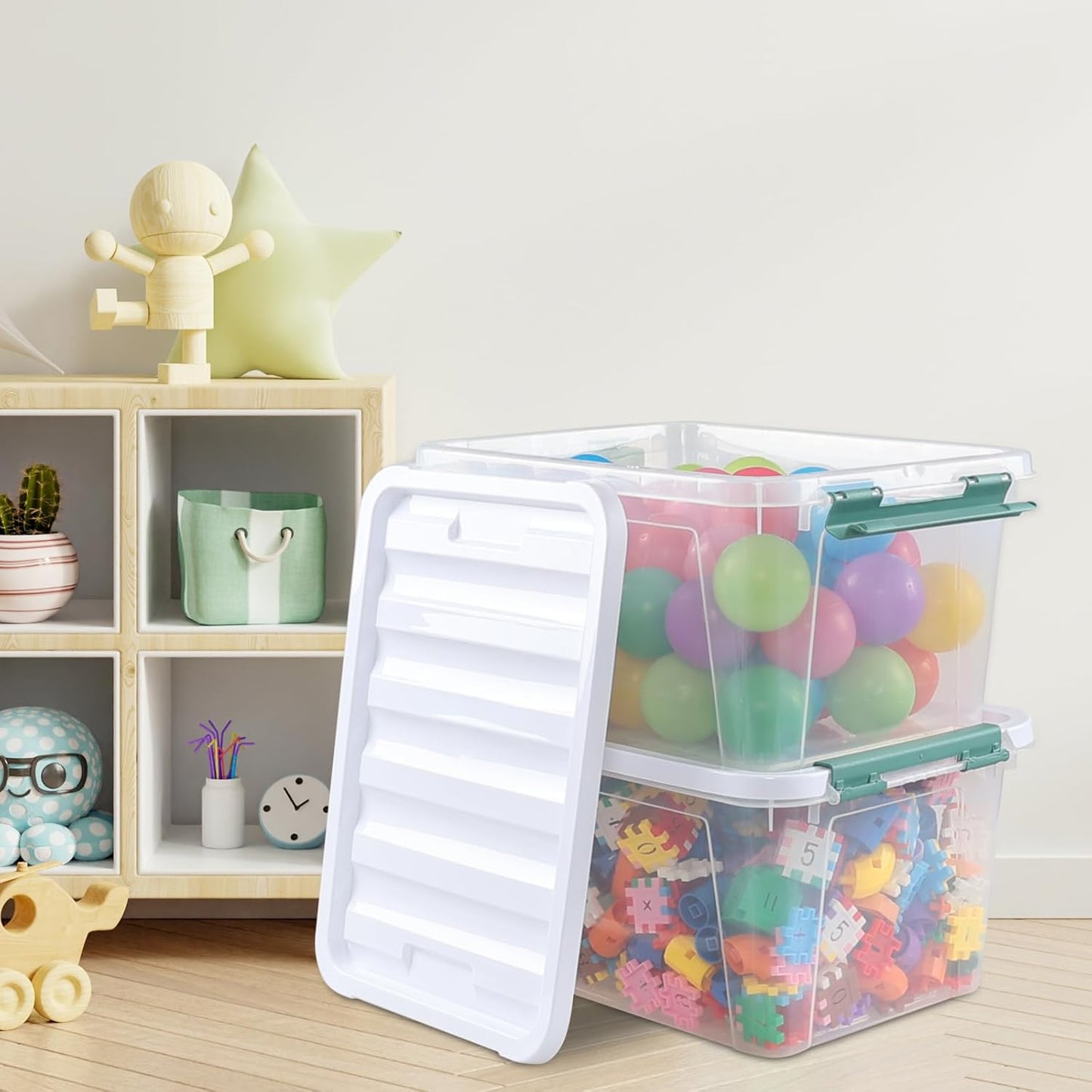 6 Pack 20 L Clear Storage Latch Box, Plastic Storage Bins with Lids