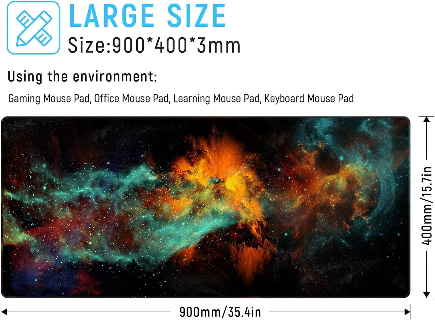 JIALONG Gaming Mouse Pad Desk Mouse Mat Large Size 35.4 x15.7inches Comfortable XXL Mousepad for Work Gaming Office Home