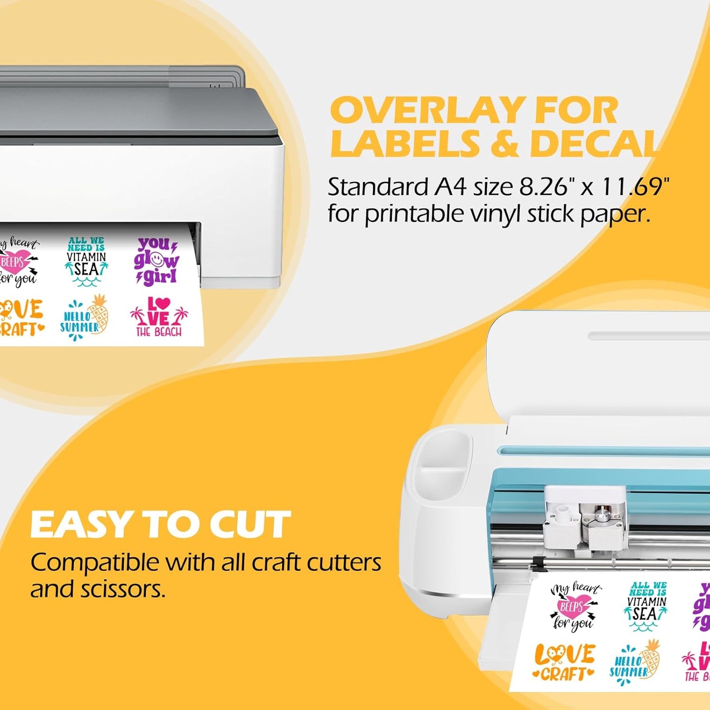 TECKWRAP Laminating Sheets Sticker Paper Laminate Sheets for Photo Paper Inkjet Printable Vinyl Squeegee Tools A4 30PCS Clear Overlay Transfer Paper, Matte Lamination Sheets, Holographic Stickers