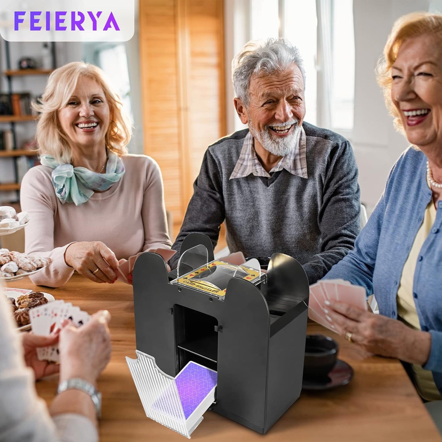 Automatic Card Shuffler 2/1/4/6 Deck,Battery-Operated Electric UNO Poker Shuffler,Playing Card Shuffler for Home Card Game,Travel