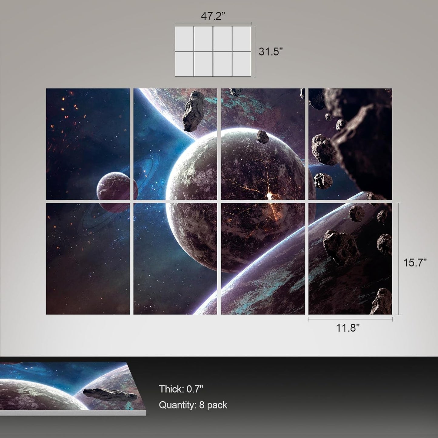 UMIACOUSTICS 8 Pcs 0.7Inch Thick Art Acoustic Panels, Total 47.2” x 31.5” Decorative Acoustical Wall Panels, Sound Absorbing Art Panels for Home, Office, Hotel, Recording Studio, Supernova