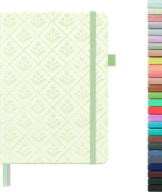 &And Per Se Lined Journal Notebook for Women&Men with Pattern, 160 Pages 100GSM Thick Paper, A5 Hardcover Journals for Writing(Light Green)