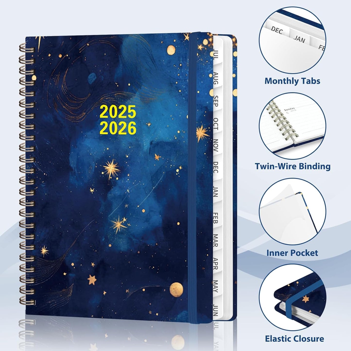 Planner 2025-2026, Weekly and Monthly Calendar Academic Planner (July 2025 - June 2026), Hardcover Teacher School Student Agenda with Tabs, Ideal for School Office Supplies, A5 (6.3" x 8.5")