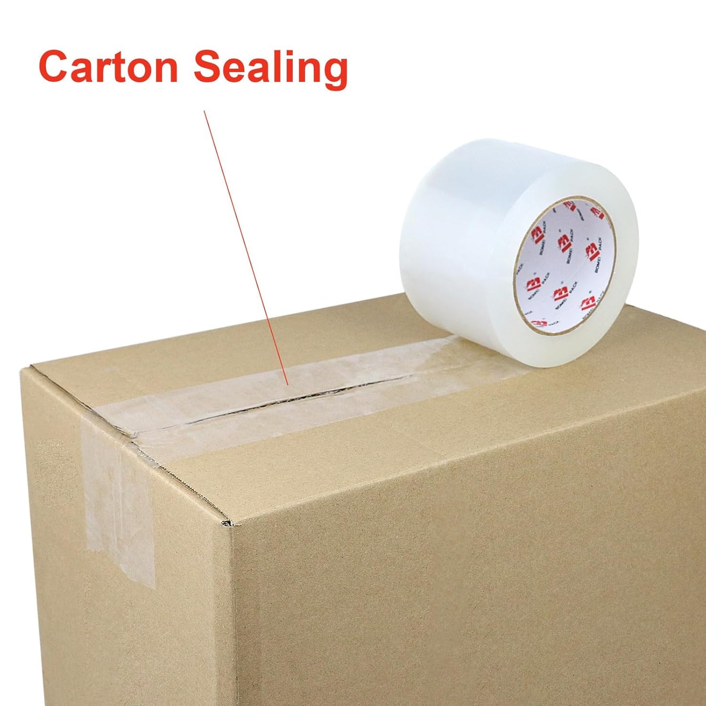 BOMEI PACK 3 inch Wide Clear Packing Tape, 3 inch x 110 Yards (330ft), Industrial Grade 3'' Heavy Duty Shipping Tape Refills for Box Office Moving, Packaging and Mailing