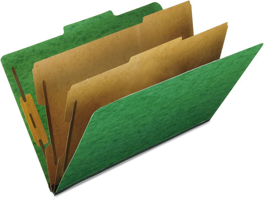 Pendaflex 2257G Six-Section Pressboard Folders, Legal, 2/5 Tab, Light Green (Box of 10)