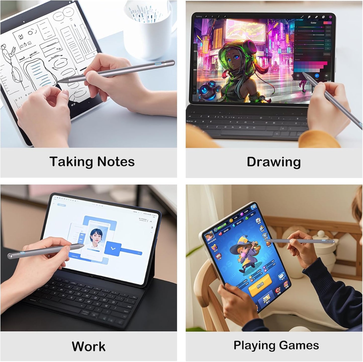 Universal Stylus Pen Compatible for iOS&Android Touch Screen, Pencil with Dual Touch Function,Rechargeable Stylus for iPad/iPad Pro/Air/Mini/iPhone/Cellphone/Samsung/Tablet Drawing&Writing (Purple)