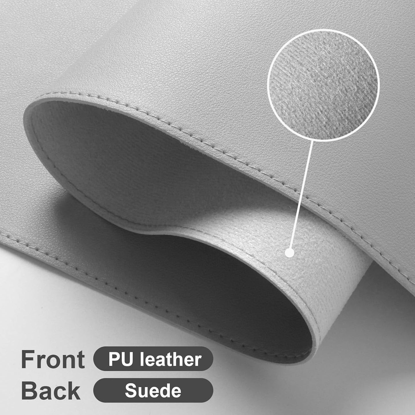 DAWNTREES Desk Mat Protector,PU Leather Desk Pad,Non Slip, Large Mouse Pad and Keyboard Mat, Waterproof Writing Pad for Office and Home (Light Gray)